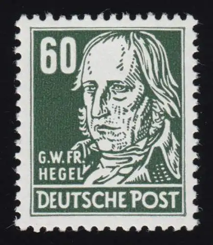 338vb XI Georg Hegel 60 Pf Wz.2 XI schwarzgrün, ** geprüft