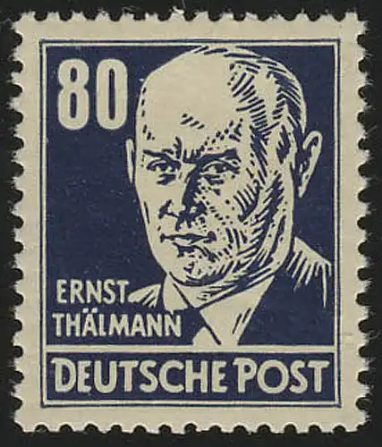 339 x b XII Thälmann 80 Pf bleu Peinture Wz.2 XII **