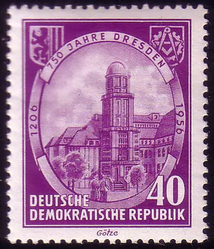 526 Dresden 40 Pf, TH und Sternwarte, postfrisch **