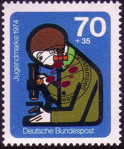 803 Jugendarbeit 70+35 Pf forscht, gestempelt O