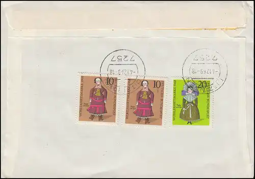 571-574 Wofa Poupées, neuf marques sur la lettre NN-Valeur DITZINGEN 4.12.1969