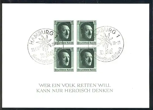 Bloc 8 Hitler, ONDU, Tampon spécial Edelweiss SST 20.4.19
