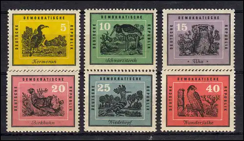 698-703 Heimische Vögel 1959 - Satz **, Sperrwert 700 geprüft Schönherr BPP
