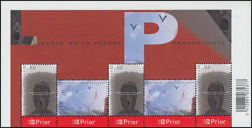 3542-3543 Liberté de la presse / liberté d'expression, petit feuille ** frais de port