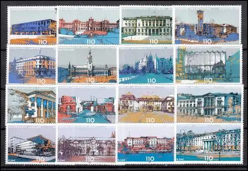 1974ff Parlements nationaux 1998/2001, 16 valeurs complètes, taux **