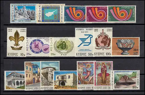 387-404 Zypern (griechisch) Jahrgang 1973 komplett, postfrisch