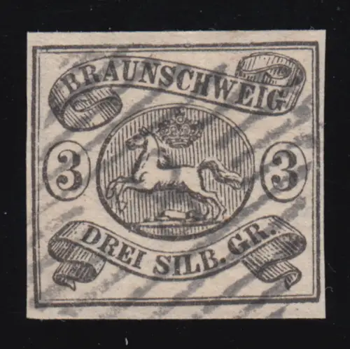 Braunschweig 8a Armoiries 3 Sgr., cachet de numéro 8, signé juge / Stolow