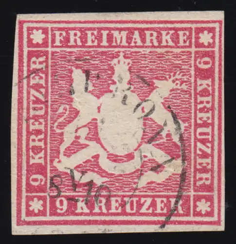 Württemberg 14a Wappen 9 Kreuzer, gestempelt HEILBRONN, geprüft Heinrich BPP  