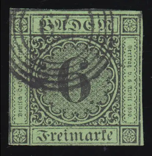 Baden 3b chiffre 6 Kr., 5ring-O 79, soumis à un examen plus approfondi Stegmüller BPP