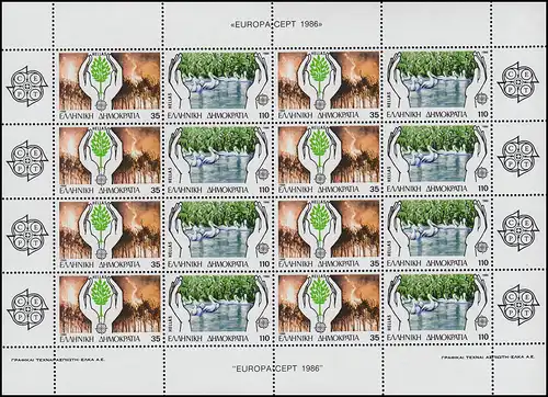 1630-1631 Europa / CEPT Natur- und Umweltschutz 1986 - Zusammendruck-Bogen **