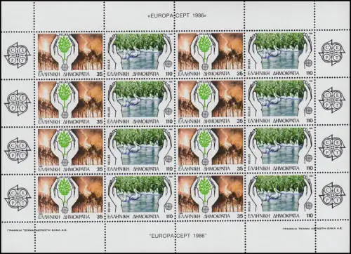 1630-1631 Europe / CEPT Environnement et protection de la nature 1986 - Bogen de compression **