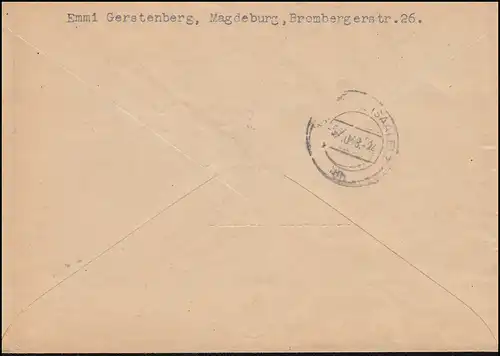 197 SBZ-Aufdruck als EF auf R-Brief Not-R-Zettel Magdeburg-Cracau 2.10.1948