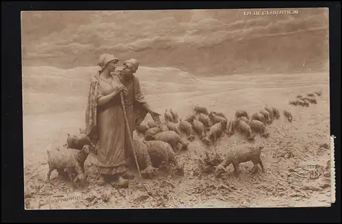 Couple de bergers d'animaux-AK avec son troupeau - La déclaration, Osijek 1926 après Sarajevo