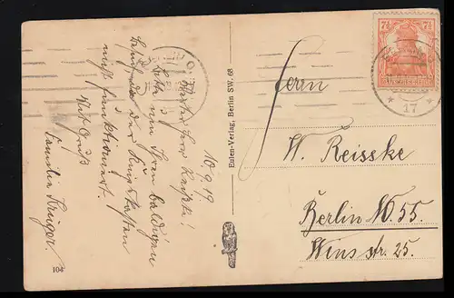 Tiere-AK Dorfstraße mit Schäfer und seiner Schafherde, BERLIN 11.9.1912