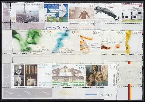 2374-2433 Bund-Jahrgang 2004 Ecken unten links, komplett **