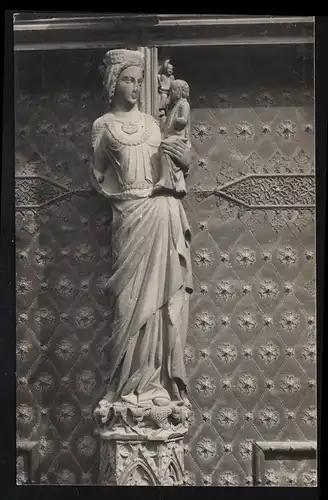 AK Skulptur Madonna mit Christkind vor der Kirche in Tarragona, ungebraucht