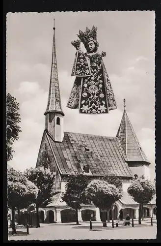 AK Wallfahrtsort Alötting Gnadenkapelle und Madonna mit Kind, passender SSt 1954