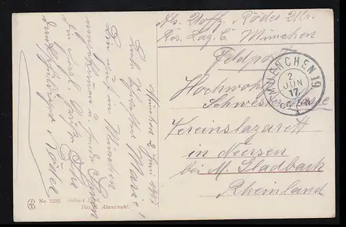 AK Gebhard Fugel: La Sainte Cène, Poste de Champ MUNICE 2.6.1917