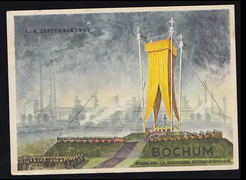 AK Kurt Hubert Vieth: 73ème Journée catholique allemande Bochum 1949, SSt correspondant