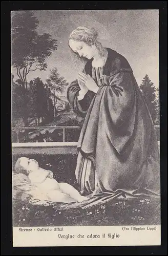 AK Filippino Lippi: Adoration de l'enfant par la Vierge Marie, FLORENCE 12.5.1922