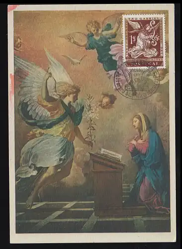 AK Erzengel St. Gabriel als Maximumkarte Portugal MICHEL 1201 ESSt 24.3.1962