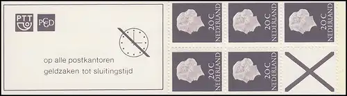 Carnet de marque 6y Reine Juliane 1968, PTT et service postal, avec ZB **