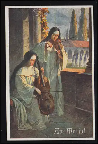 AK Ave Maria! Zwei musizierende Nonnen mit Geige und Cello, ungebraucht