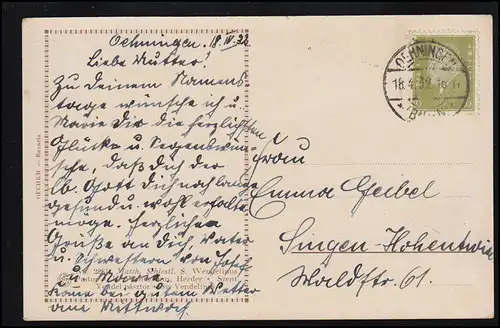 AK Matthieu Schiestl: Le Saint Wendeline priant sur le croix, OEHNINGEN 1932