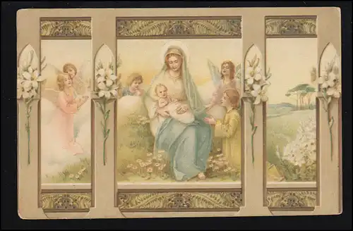 Schweiz AK Triptychon Madonna mit Kind Jesus auf dem Arm, Engel, ZUG 1915