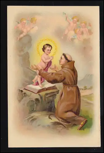 AK moine à genoux avec anges, G.G.K. 332, inutilisé