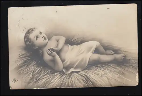 Italie AK Christ enfant couché sur le foin, BITONTO 3.1.1935