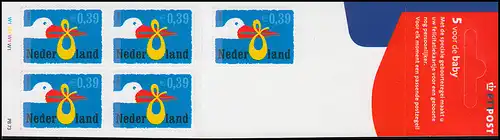 Markenheftchen PB 73 Geburt 2002 mit 5x 1974 selbstklebend, ** postfrisch