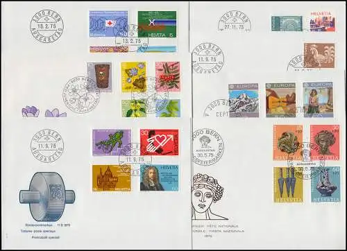 1046-1068 Schweiz-Jahrgang 1975 komplett auf Schmuck-FDC