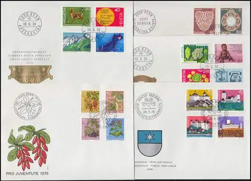 1069-1086 Schweiz-Jahrgang 1976 komplett auf Schmuck-FDC