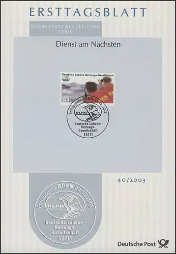ETB 40/2003 Dienst am Nächsten, DLRG: Deutsche Lebensrettungsgesellschaft