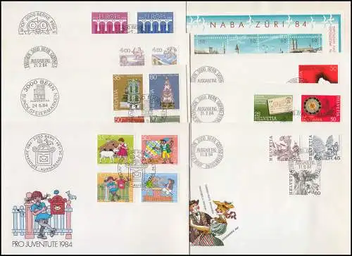 1265-1287 Schweiz-Jahrgang 1984 komplett auf Schmuck-FDC