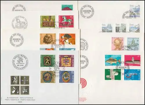 1242-1264 Schweiz-Jahrgang 1983 komplett auf Schmuck-FDC