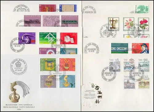 1214-1241 Schweiz-Jahrgang 1982 komplett auf Schmuck-FDC