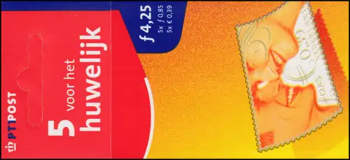 Markenheftchen PB 66 Hochzeit 2001 mit 5x 1899 selbstklebend, ** postfrisch