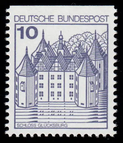 913CI Burgen und Schlösser 10 Pf Glücksburg, ** BUCHDRUCK, alte Fluoreszenz