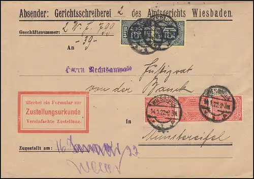 Marque de service D 30+31 chiffres sur l'instrument de signification ou de notification Tribunal de première instance WIESBADEN 14.1.22