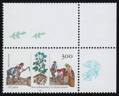 1946L Culture de pommes de terre avec champ d'ornement en haut, frais de port **