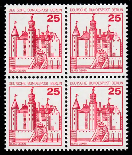 587 châteaux et schl. 25 Pf Quadruple ** post-fraîchissement