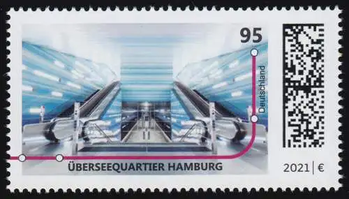 3593 U-Bahn-Station: Überseequartier Hamburg, nassklebend, ** postfrisch