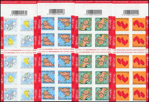 Belgien-Markenheftchen 3449-3453 Grußmarken 2005, 4 selbstklebende MH, Set **