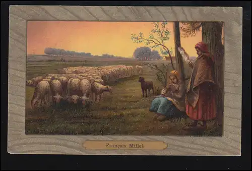 Animaux-AK François Millet: Sur les pâturages - moutons, 15.2.1907 à Krefeld