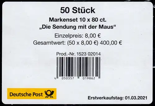 FB 105II Die Sendung mit der Maus, Folienblatt-BANDEROLE