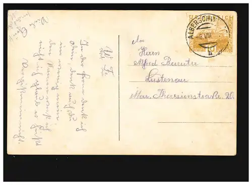 AK Frauen: brünette Frau mit Blumenstrauß, coloriert, Alberschwend 06.08.