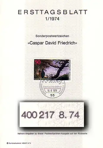 ETB 1/1974 C.D. Friedrich, Druckvermerk-Type I