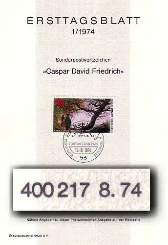 ETB 1/1974 C.D. Friedrich, Druckvermerk-Type II